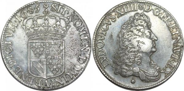 Extra - France Écu de Flandre Louis XIV 1685 A Paris Silver XF