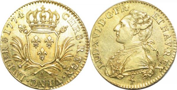 Extra - France Louis d'or aux palmes Louis XVI 1774 Paris Or Gold AU