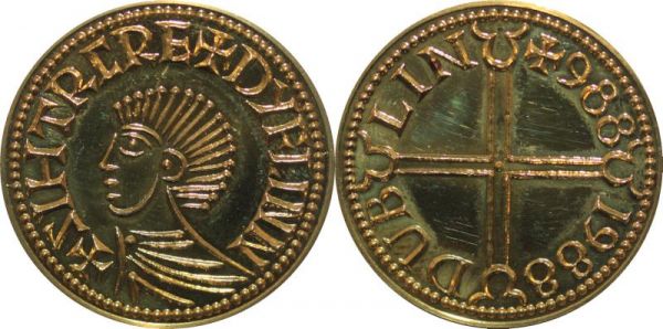 Extra - Ireland Medal Gaelic King Mael Seachlainn II Dublin 988 1988 Or Gold UNC