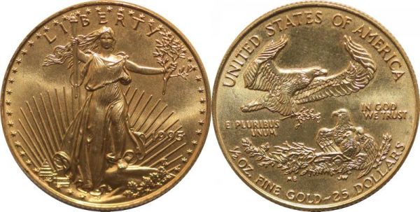 Extra - USA 25 Dollars $ Liberty 1/2 oz 1995 Or Gold UNC -> Make offer
