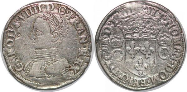 France Qualité Charles IX teston 2e type 1563 M Toulouse Silver 