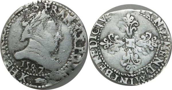 France Rarissime Fauté Henri IV demi franc faux 15887 K Bordeaux Argent 