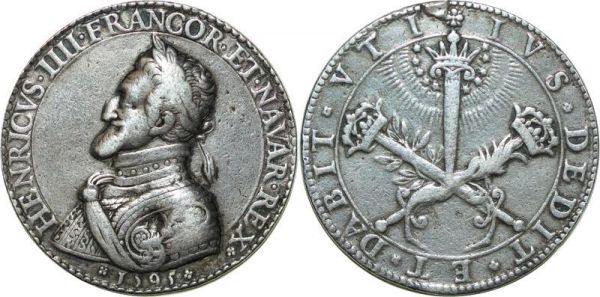 France Médaille Henri IV 1595 Sacre d’Henri IV 1594 Cathédrale Char Ar
