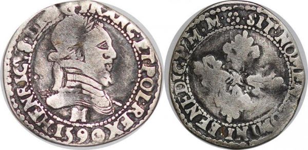 France Louis XIII 1/8 d’écu Navarre 1612 C.F/M Silver  