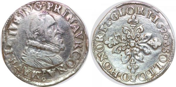 France Maurice de Nassau 1618-1625 1/2 franc 1620 Argent Silver