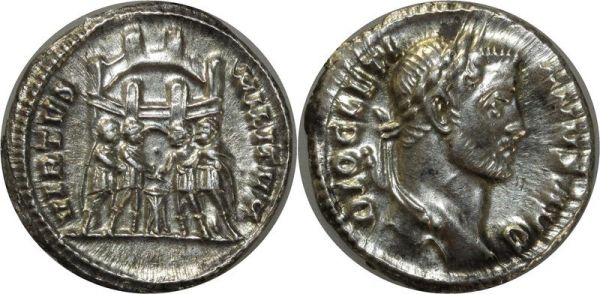 Roman coin Diocletianus 284-305 Siscia Argenteus. 294/295 VIRTVS MILITVM