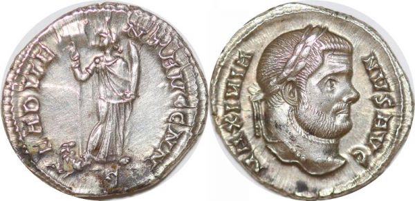 Roman coin Maximianus AD 286-305 Argenteus Carthage F ADVENT AVGG NN  UNC