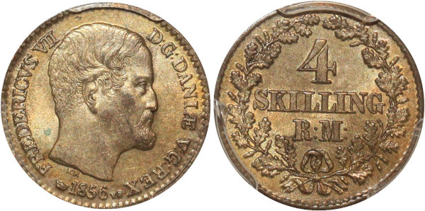 Denmark 4 Skilling Rigsmønt Frederik VII 1856 VS PCGS MS63 