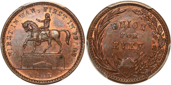 USA scarce Token Patriotic cent 1863 Union for ever UNC PCGS MS64 RB