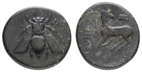 Griechen Ionia Ephesos Æ ca. 390-320 v.u.Z. Av.: Biene, Rv.: Knieender Hirsch  BMC 58-62 6.20 g. ss