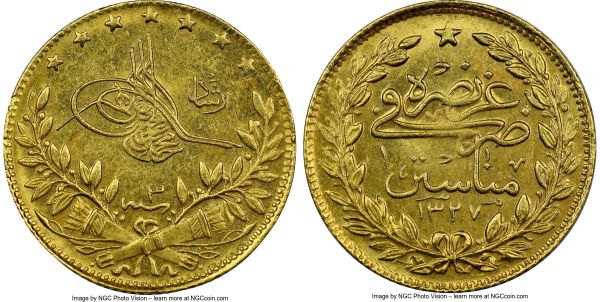 Lot 32610 > Ottoman Empire. Mehmed V gold 