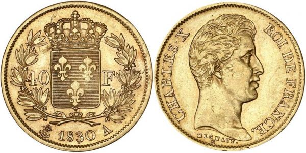 France 40 Francs Charles X 1830 A Paris Or Gold AU -> Make Offer