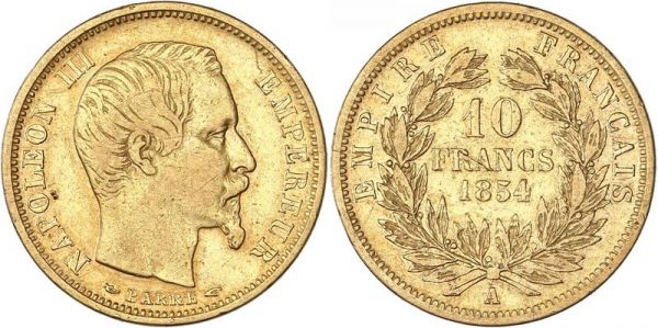 France 10 Francs Napoleon III 1854 A tr lisse Or Gold -> Offer