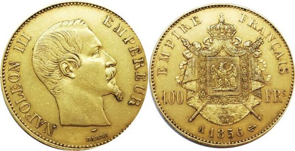 France 100 Francs Napoleon III 1856 A Paris Or Gold AU -> Offer