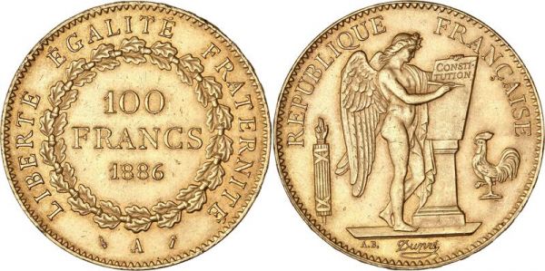 France 100 Francs Genie 1886 A Paris Or Gold AU -> Make Offer