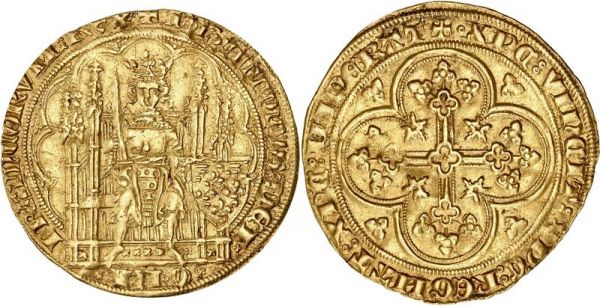 France Ecu d'or a la chaise Philippe VI 1328-1350 Or Gold