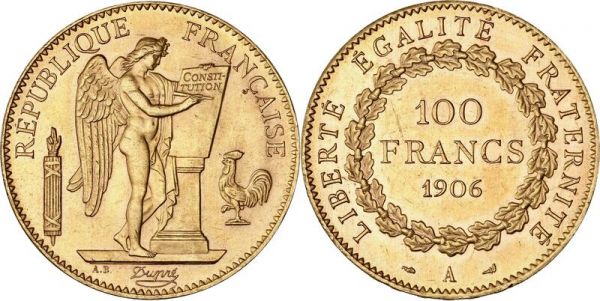 France 100 Francs Genie 1906 A Paris Or Gold UNC -> Make Offer