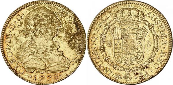 Mexico 8 Escudos Carlos III 1778 Mo Or Gold -> Make Offer