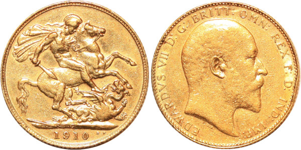 Canada Sovereign Edward VII 1910 C Ottawa Or Gold AU