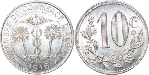 Algeria Colonies 10 Centimes Commerce Alger 1916 PCGS MS64
