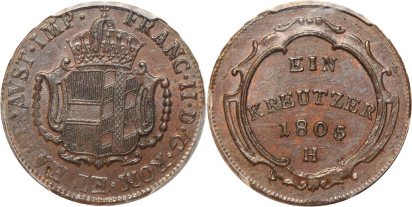 Austria Franz II Allgemein Kreuzer 1805 H PCGS MS63