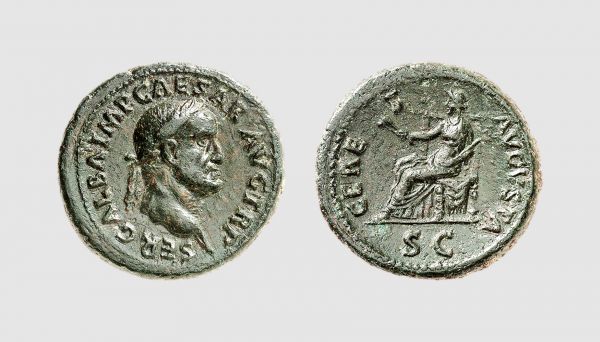 Empire. Galba. Rome. AD 68-69. Æ As (10.27g, 6h). RIC 420; Tradart 4.62 (this coin). Charming dark green patina. Choice extremely fine. From a private collection; Tradart 1994 (4) lot 160; Frank Sternberg 1978 (8) lot 494; former Albert van Muyden (1849-1910) collection, Eugen Merzbacher 1910 (15 November) lot 1458