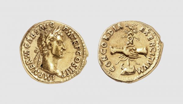 Empire. Nerva. Rome. AD 97. AV Aureus (7.80g, 6h). Calicó 958; Jameson 87 (this coin). Lightly toned. Perfectly centered and struck. With a lovely portrait of superb style. Choice extremely fine. From a private collection, acquired from Tradart, Brussels, 1981; former Robert Jameson (1861-1942) collection