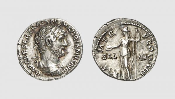 Empire. Hadrian. Rome. AD 119-125. AR Denarius (3.20g, 6h). Cohen 1323; RIC 138. Old cabinet tone. Struck from worn dies. Good very fine. From a private collection; acquired from Tradart, Brussels, 1983