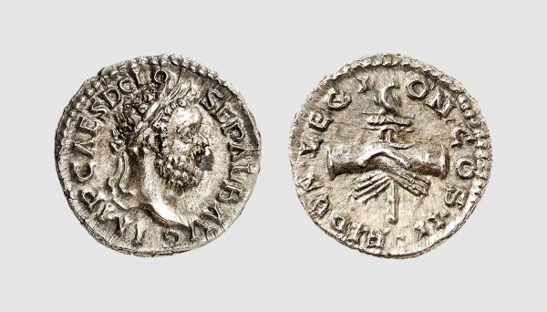 Empire. Clodius Albinus. Lugdunum. AD 195-197. AR Denarius (2.72g, 12h). RIC 20b; Tradart 5.8 (this coin). Old cabinet tone. A lovely coin. Choice extremely fine. From a private collection; Tradart 1995 (5) lot 189; Giessener Münzhandlung 1990 (50) lot 613