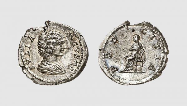 Empire. Julia Domna. Laodicea ad Mare. AD 196-211. AR Denarius (3.40g, 1h). Cohen 168; RIC 644. Lightly toned. Ragged flan. Choice extremely fine. From a private collection, acquired from Arnumis (Anne Demeester), Brussels, 1997