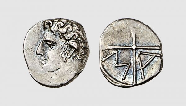 Gallia. Massalia. 215-200 BC. AR Obol (0.61g, 6h). Obverse die signed by the master PAR... LT 687; MHM 20. Lightly toned. A lovely coin. Choice extremely fine. From a private collection; Millon & Associés 2008 (21 May) lot 11 