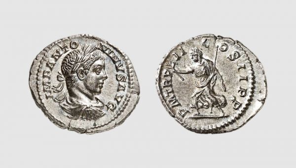 Empire. Elagabalus. Rome. AD 219. AR Denarius (2.73g, 6h). Cohen 143; RIC 21. Old cabinet tone. Well centered on a broad flan. Choice extremely fine. From a private collection; Auctiones 1983 (13) lot 713