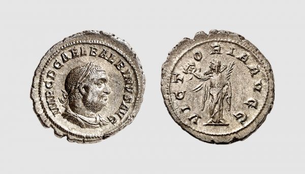 Empire. Balbinus. Rome. AD 238. AR Denarius (2.51g, 6h). Cohen 27; RIC 8. Old cabinet tone. Perfectly centered and struck. Choice extremely fine. From a private collection; Bank Leu 1997 (71) lot 487