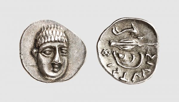 Campania. Phistelia. 360-340 BC. AR Obol (0.48g, 7h). SNG ANS 567; SNG France 1117. Old cabinet tone. A charming coin. Choice extremely fine. From a private collection; former H.A. collection, Tradart 1991 (1) lot 4