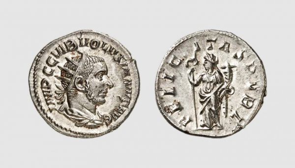 Empire. Volusian. Rome. AD 251-253. AR Antoninianus (3.73g, 6h). Cohen 32; RIC 205. Lightly toned. Struck on a broad flan. Choice extremely fine. From a private collection; Tkalec 1992 (23 October) lot 394