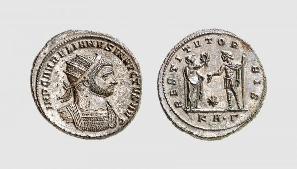 Empire. Aurelian. Serdica. AD 274. Æ Antoninianus (3.97g, 7h). Cohen 199; RIC 30. Lightly toned. Fully silvered. A few tiny pits on obverse. Choice extremely fine. From a private collection; Tradart 2001 (10) lot 221