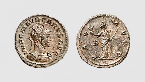 Empire. Carus. Lugdunum. AD 282-283. Æ Antoninianus (3.56g, 1h). Cohen 49; RIC 13. Lightly toned. Struck on a broad flan. Choice extremely fine. From a private collection; Bankhaus Hauck & Aufhäuser 1990 (7) lot 726