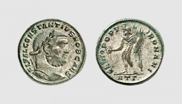 Empire. Constantius Chlorus. Heraclea. AD 296-297. Æ Follis (11.15g, 6h). Cohen 117; RIC 24a. Lightly toned. Traces of silvering. Choice extremely fine. From a private collection; Tkalec 1998 (23 October) lot 320