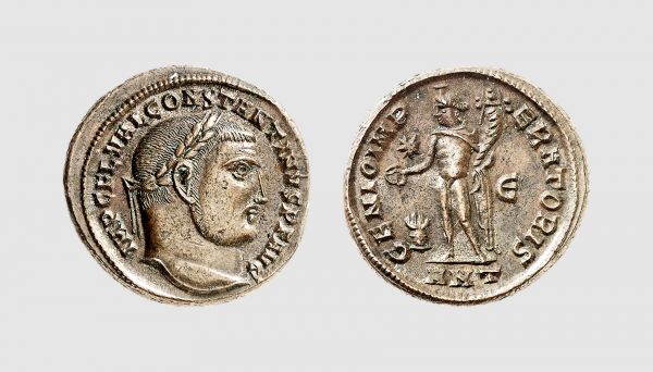 Empire. Constantine the Great. Antioch. AD 310. Æ Nummus (6.26g, 12h). Cohen 52; RIC 133d. Lovely dark brown patina. Some traces of silvering. Choice extremely fine. From a private collection; Bankhaus Hauck & Aufhäuser 1986 (3) lot 288