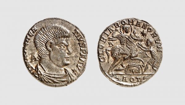 Empire. Magnentius. Aquilea. AD 350-353. Æ Maiorina (5.55g, 12h). Cohen 20; RIC 160. Lovely brown patina. Traces of silvering. Choice extremely fine. From a private collection; Münzen & Medaillen 1979 (413) lot 34
