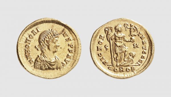 Empire. Honorius. Sirmium. AD 393-423. AV Solidus (4.45g, 12h). Cohen 44; RIC 15d. Lightly toned. Choice extremely fine. From a private collection, acquired from Tradart, Brussels, 1997