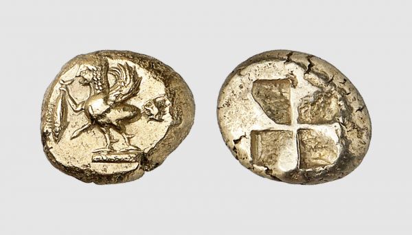 Mysia. Cyzicus. 500-450 BC. EL Hecte (2.64g). SNG France 203; von Fritze 74. Lightly toned. Interesting representation of a harpy. Choice extremely fine. From a private collection