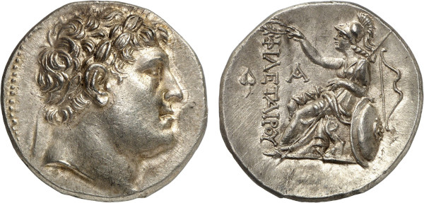 MYSIA, Attalos Circa 263-250 BC. AR Tetradrachm (17.01g). Pergamon mint. Laureate head of Philetairos right. Rev. Athena enthroned left, holding shield and spear, crowning dynastic name. Westermark Group IVa; SNG France 1612. Lightly toned. Good extremely fine