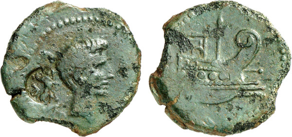 GAUL, Narbo. Octavian, Æ Bronze (circa 40 BC) (13.33g). Bare head right. Prow of galley right. RIC 518. Fine. 