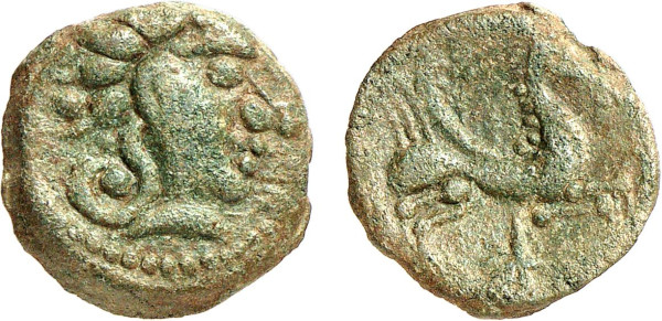 GAUL, Carnutes, Æ Bronze (1st century BC), Chartres area (2.32g). DT 2593. Very Fine. From a gentleman's collection