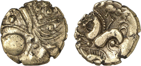GAUL, Aulerci Eburovices, AV ½ Stater (1st century BC), Evreux area (2.80g). DT 2406. Very Fine.