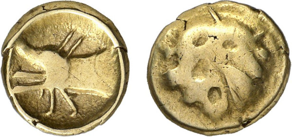 GAUL, Ambiani, AV ¼ Stater (1st century BC), Amiens area (1.57g). DT 247. Very Fine. From a gentleman's collection