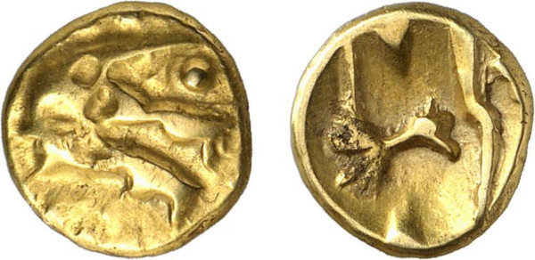 GAUL, Ambiani, AV ¼ Stater (1st century BC), Amiens area (1.51g). DT 249. Extemely Fine. From a gentleman's collection