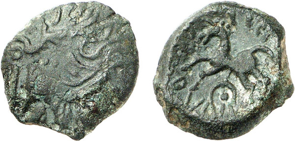 GAUL, Ambiani (?), Æ Bronze (1st century), Amiens area (?) (2.81g). DT unlisted. Very Fine. From a gentleman's collection