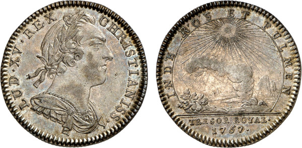 France, Louis XV (1715-1774), Tresor Royal 1757 (Silver, 28 mm). Feuardent 2096. Extremely Fine.